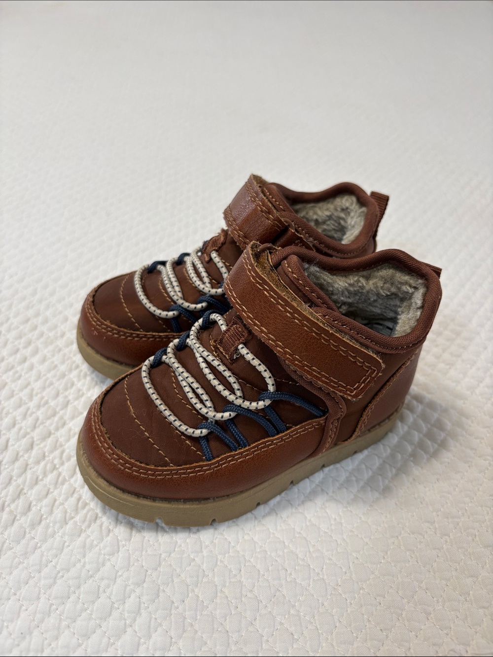 OshKosh B'gosh Brown Kids Faux-Leather Boots with Cozy Lining